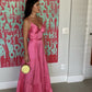 Pink Fashion Simple Elegant A-line Long Silk Satin Ball Gown Birthday Party Dress Evening Dress nv2544