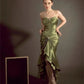 Grünes, figurbetontes, langes Ballkleid mit Spaghettiträgern, NV1965