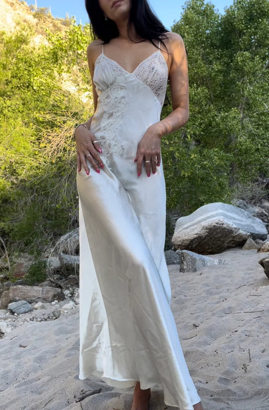 Ivory Stunning Floral Lace Adjustable Spaghetti-Shoulder Floor-Length Edgy Long Satin Cocktail Party Dress party dress nv4105