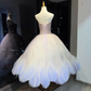 Women Light Purple Ombre Strapless Short Ball Gown, Vertical Beaded Corset Bodice, Sparkle Tulle Fairy Prom Dress  NV6942