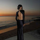 Black simple cut design elegant backless long satin ball gown evening dress nv2776