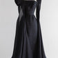 NiceVestidos - Robe de cocktail d'anniversaire noire en satin plissé, sans bretelles, en mousseline, manches courtes, longueur genou, NV5808