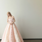 Light Pink Ombre Strapless Prom Gown Beaded Tulle Fluffy 3D Texture A Line Evening Dress  NV7157