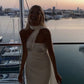 Robe de soirée longue en satin blanc simple et élégante nv2411
