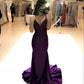 Purple Shiny Simple Elegant Long Satin Ball Gown Evening Dress Party Dress nv2347