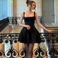 Schwarzes sexy Liebling süßes klassisches kleines schwarzes Kleid A-Linie Hosenträger schwarzes kurzes Mini Homecoming-Kleid Geburtstagspartykleid Abendkleid nv2541