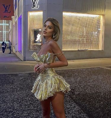 Gold Schlichtes ärmelloses modisches Plissee-Kurzballkleid Partykleid Homecoming-Kleid nv2174