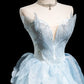 Hellblau elegante süße exquisite perlen lange tüll ballkleid abendkleid Graduation kleid erwachsene kleid nv3778