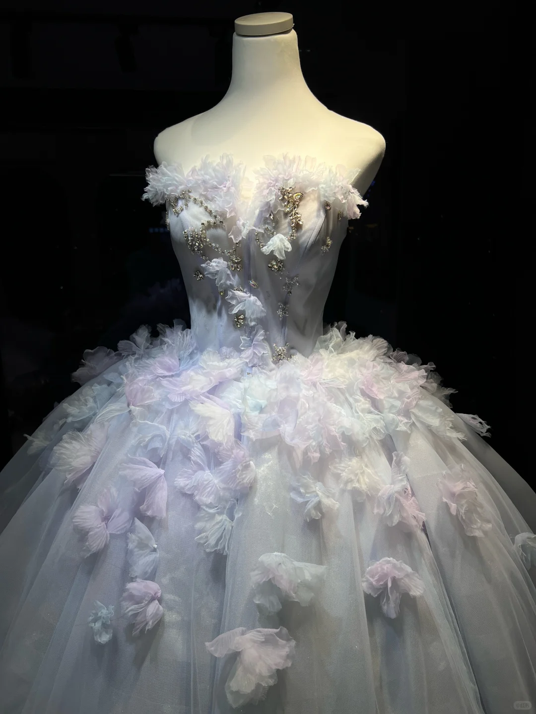 Strapless Light Lavender Blue Prom Dress Hand Beading 3D Flowers Sheer Tulle Ball Gown  NV7045