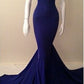 Blaues, modisches, langes Meerjungfrau-Abendkleid mit Kreuzgurten und schmalem Satin-Bodenlanger Schleppe, Ballkleid, Abendkleid, Partykleid, nv3603