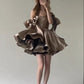 Braunes, modisches, schickes, kurzes Mini-Ballkleid, Homecoming-Kleid, Geburtstagsparty-Kleid, nv2550