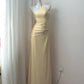 NiceVestidos-Yellow stylish and simple satin long Prom dress Nv5610