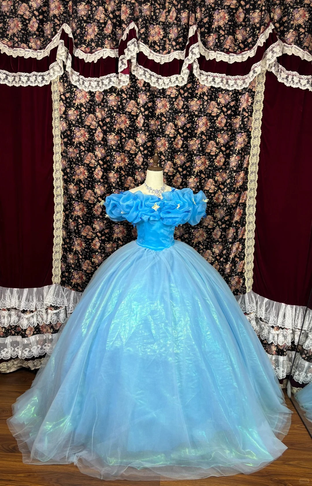 Robe de soirée longue en tulle bleu princesse Cendrillon, robe de bal, robe de quinceanera, nv4647
