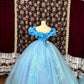 Robe de soirée longue en tulle bleu princesse Cendrillon, robe de bal, robe de quinceanera, nv4647