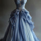 Blue sweetheart neckline shiny gorgeous elegant long tulle ball gown evening dress wedding dress nv3358