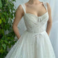 Elfenbeinfarbenes Ballkleid mit herzförmigem Ausschnitt und wadenlanger Trägern Elfenbeinfarbenes Abendkleid NV1533