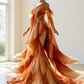 Orange Gold One Shoulder Nine-Tailed Fox Fantasy Gown  NV7475