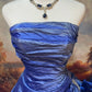 Bodenlanges, langes Vintage-Ballkleid aus blauem Satin, NV5152
