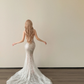 Halter Sweetheart Sheer Mermaid Wedding Dress Beaded Tassel Tulle Train  NV7141