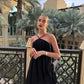 Schwarzes ärmelloses lässiges Strapskleid Strand einteiliges Straps kurzes Ballkleid Partykleid Homecoming-Kleid nv2129
