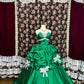 Robe de soirée longue en satin vert brillant avec nœud perlé, robe de bal, robe de quinceanera nv4645