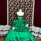 Robe de soirée longue en satin vert brillant avec nœud perlé, robe de bal, robe de quinceanera nv4645