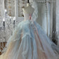 Pink-Blue Ombré Ball Gown: Beaded Strapless & Oversized Tulle NV6838