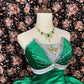 Robe de soirée longue en satin vert brillant avec nœud perlé, robe de bal, robe de quinceanera nv4645