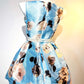 Blaues, florales, modisches, kurzes Satin-Heimkehrkleid, Geburtstagspartykleid, nv5310