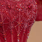 Red Vintage Exquisite Beaded Long Tulle Prom Dress Evening Dress Party Dress Ball gown nv4729