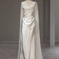 Weißes Satin-Brautkleid mit Rüschenträgern, elegantes Partykleid, Ballkleid, Abendkleid nv1846