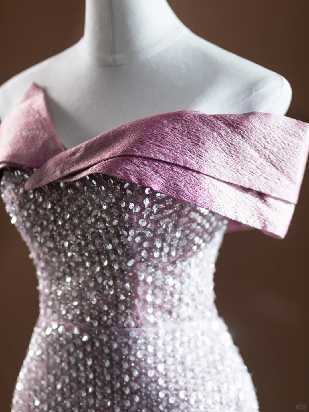 Rosa funkelndes langes Meerjungfrau-Ballkleid mit Pailletten, Abendkleid, Partykleid, nv4751
