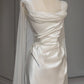 Weißes Satin-Brautkleid mit Rüschenträgern, elegantes Partykleid, Ballkleid, Abendkleid nv1846
