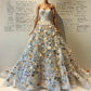Robe de soirée longue en tulle blanc brillant à fleurs, robe de mariée nv4549