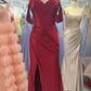 Red Fashion Long Satin Slim Fit Evening Dress, Bridesmaid Dress, Graduation Dress NV6633