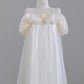 Robe de soirée longue en mousseline de soie jaune clair à fleurs nv4960