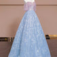Rosa Blau Perlen Lange Tüll Bodenlangen Ballkleid Abendkleid nv5052