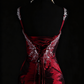 NiceVestidos – Vintage Burgunderrot, exquisites, perlenbesetztes Satin-Plissee-Langballkleid, Abschlusskleid NV5859
