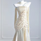 Gold fashion long satin prom dress evening dress party dress nv4723