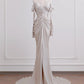 Champagnerweißes, modisches und elegantes Meerjungfrau-Kleid mit langen Ärmeln und langem Satin-Abschlussballkleid, Abendkleid NV4971