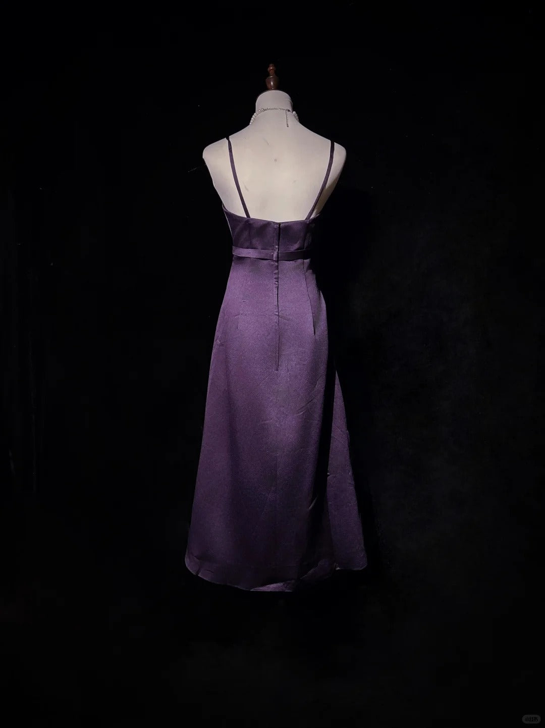 Robe de soirée courte violette en satin et perles, tenue de bal nv4390