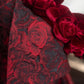 Robe de soirée longue en velours bordeaux à fleurs, élégante et tendance, nv4733