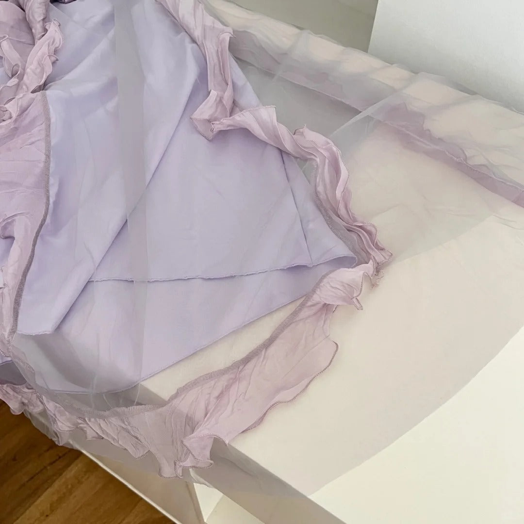 Robe de soirée longue en mousseline violette, robe de bal, robe d'anniversaire, nv4639
