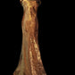 Robe de soirée sirène en satin vert doré, magnifique, élégante, à la mode, motif foncé, longues bretelles spaghetti, robe de bal, robe de fête d'anniversaire, robe de bal nv3968