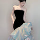 Schwarzes, glänzendes, wunderschönes, elegantes, langes, bodenlanges Ballkleid-Abendkleid aus Satin im Meerjungfrau-Stil, NV4055