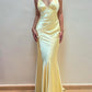 Hellgelbes V-Ausschnitt-Vintage-Meerjungfrauen-langes Partykleid, Ballkleid, Abendkleid nv1945