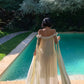 Robe de soirée française à fleurs 3D, épaules dénudées : mousseline plissée, ceinture dos nu, robe style station thermale féerique NV6402