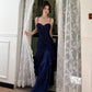 Robe de soirée sirène bleue à volants, tenue de soirée légère et luxueuse, idéale pour les petites personnes, nv4543