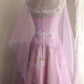 Pink Sweet Floral Long Tulle Prom Dress Evening Dress Party Dress nv4690