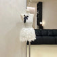 Robe de soirée blanche courte en mousseline de soie, tenue de princesse pour fête d'anniversaire, nv4363